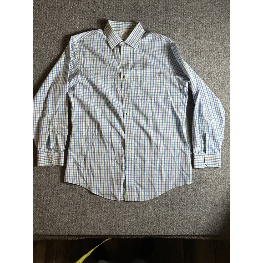Brooks Brothers Dress Shirt Mens 16-33 Blue/Green Regent